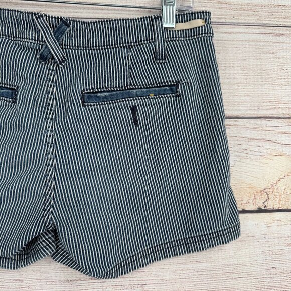 Pilcro Anthropologie Hickory Striped Denim Short Shorts Women's 27 Blue Stet - Picture 6 of 13